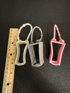 Bath & Body Works Silicone Hand Sanitizer Holders (3) Pink, Gray, Glitter White